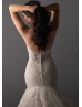 Strapless Sweetheart Neck Beaded Ivory Lace Tulle Buttons Back Wedding Dress